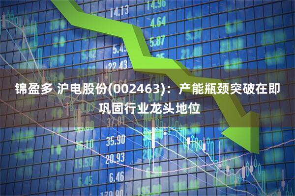锦盈多 沪电股份(002463)：产能瓶颈突破在即 巩固行业龙头地位
