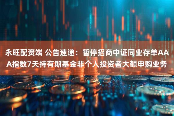 永旺配资端 公告速递：暂停招商中证同业存单AAA指数7天持有期基金非个人投资者大额申购业务